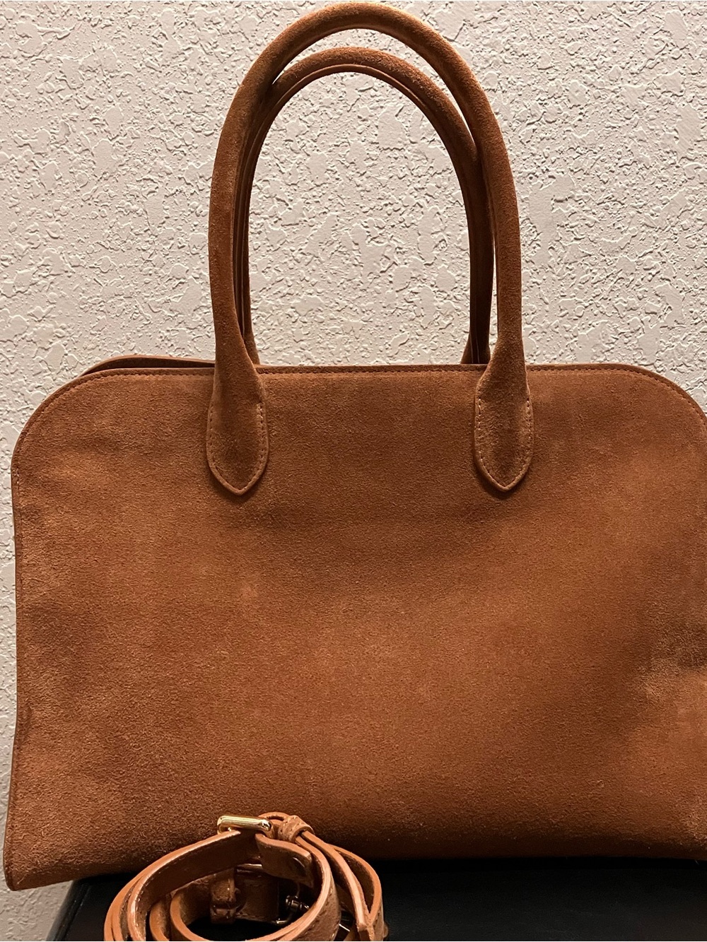 Claudia Firenze Women's Suede Satchel in Suede Cognac Tan Caramel